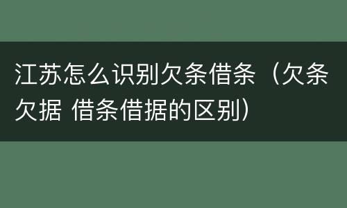 江苏怎么识别欠条借条（欠条欠据 借条借据的区别）