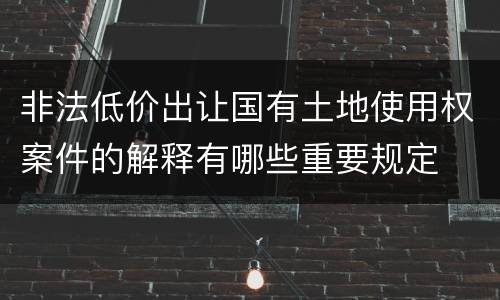 非法低价出让国有土地使用权案件的解释有哪些重要规定