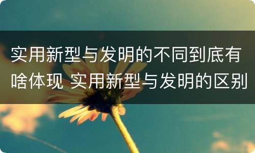 实用新型与发明的不同到底有啥体现 实用新型与发明的区别是什么