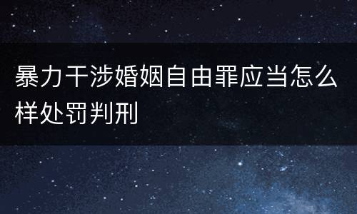 暴力干涉婚姻自由罪应当怎么样处罚判刑
