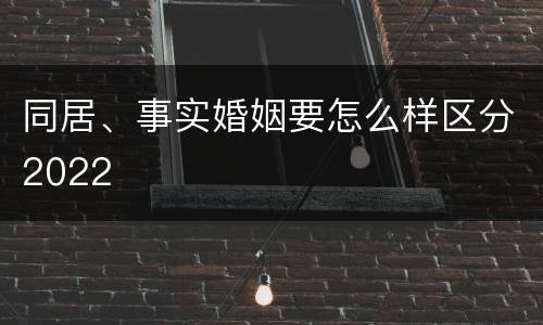 同居、事实婚姻要怎么样区分2022