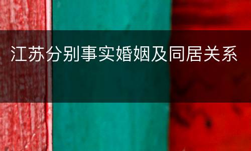 江苏分别事实婚姻及同居关系