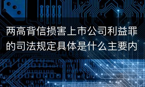 两高背信损害上市公司利益罪的司法规定具体是什么主要内容