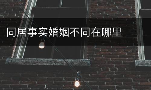 同居事实婚姻不同在哪里