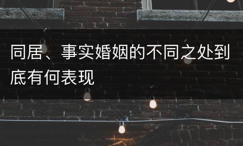 同居、事实婚姻的不同之处到底有何表现
