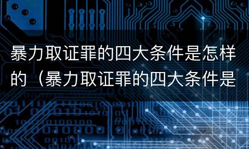 暴力取证罪的四大条件是怎样的（暴力取证罪的四大条件是怎样的呢）