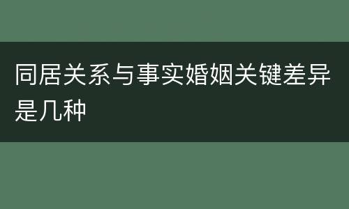 同居关系与事实婚姻关键差异是几种
