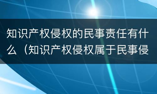 知识产权侵权的民事责任有什么（知识产权侵权属于民事侵权吗）