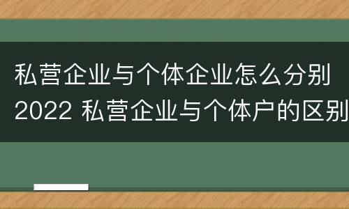 私营企业与个体企业怎么分别2022 私营企业与个体户的区别