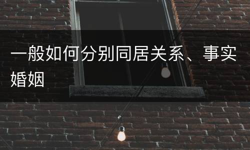 一般如何分别同居关系、事实婚姻
