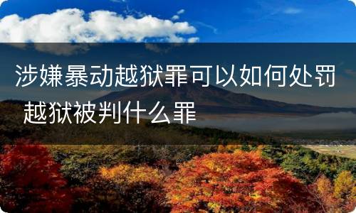 涉嫌暴动越狱罪可以如何处罚 越狱被判什么罪