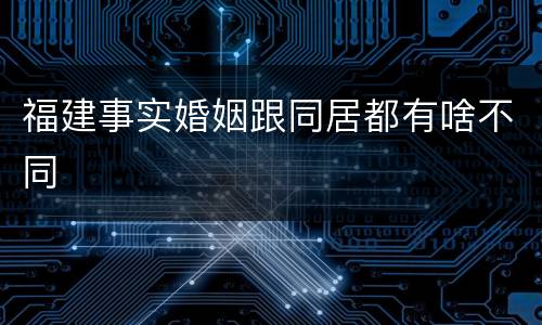 福建事实婚姻跟同居都有啥不同