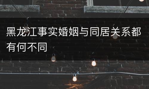 黑龙江事实婚姻与同居关系都有何不同
