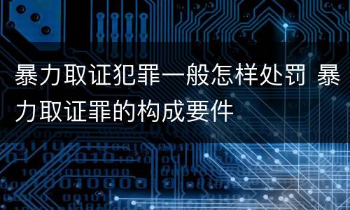暴力取证犯罪一般怎样处罚 暴力取证罪的构成要件