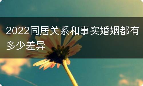 2022同居关系和事实婚姻都有多少差异