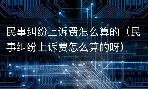 民事纠纷上诉费怎么算的（民事纠纷上诉费怎么算的呀）