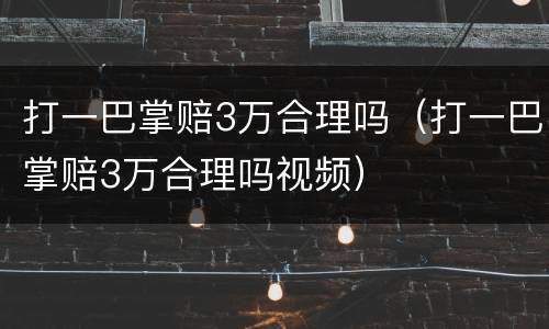 打一巴掌赔3万合理吗（打一巴掌赔3万合理吗视频）