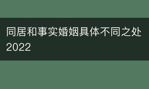同居和事实婚姻具体不同之处2022