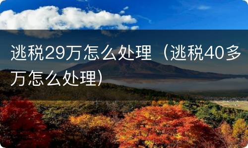 逃税29万怎么处理（逃税40多万怎么处理）