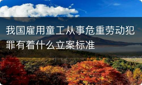 我国雇用童工从事危重劳动犯罪有着什么立案标准