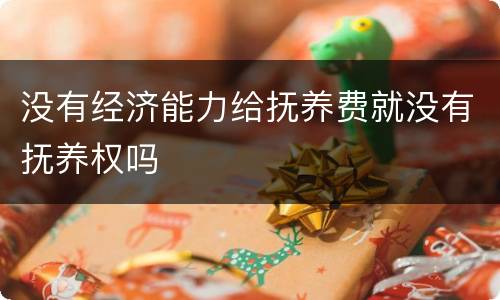 没有经济能力给抚养费就没有抚养权吗