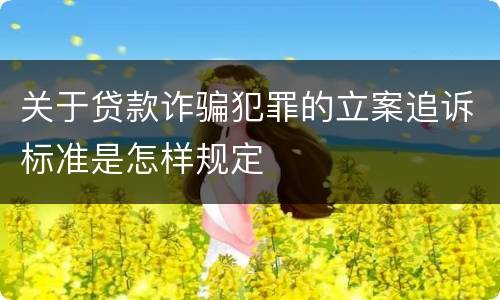 关于贷款诈骗犯罪的立案追诉标准是怎样规定