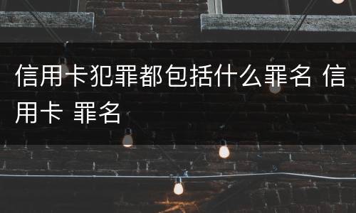 信用卡犯罪都包括什么罪名 信用卡 罪名