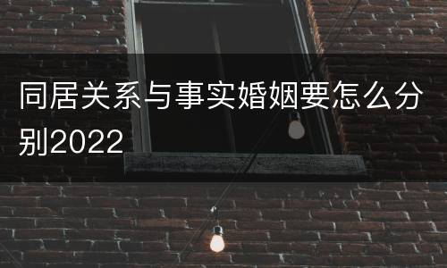 同居关系与事实婚姻要怎么分别2022