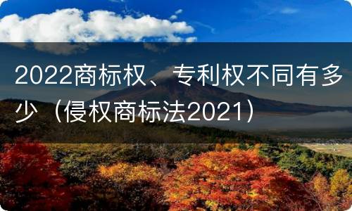 2022商标权、专利权不同有多少（侵权商标法2021）