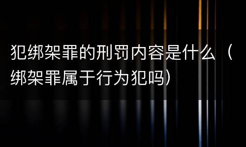 犯绑架罪的刑罚内容是什么（绑架罪属于行为犯吗）