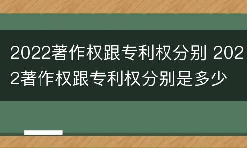 2022著作权跟专利权分别 2022著作权跟专利权分别是多少