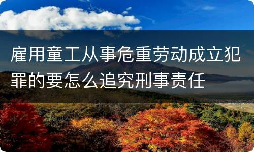 雇用童工从事危重劳动成立犯罪的要怎么追究刑事责任