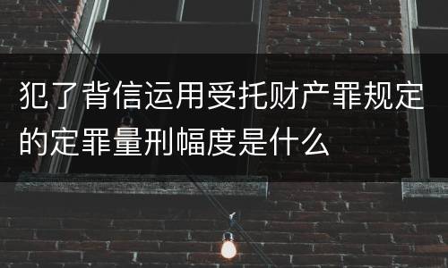 犯了背信运用受托财产罪规定的定罪量刑幅度是什么