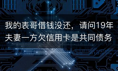 我的表哥借钱没还，请问19年夫妻一方欠信用卡是共同债务吗