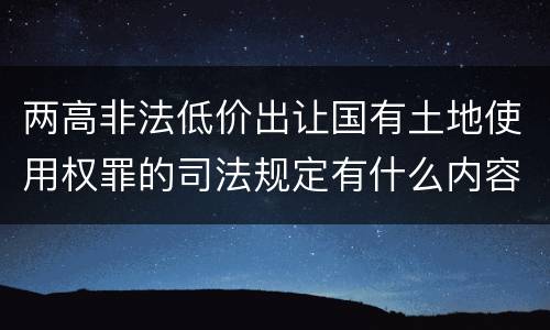 两高非法低价出让国有土地使用权罪的司法规定有什么内容