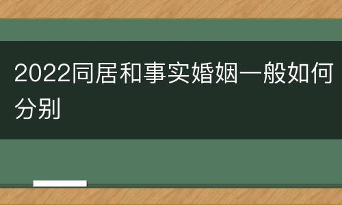 2022同居和事实婚姻一般如何分别