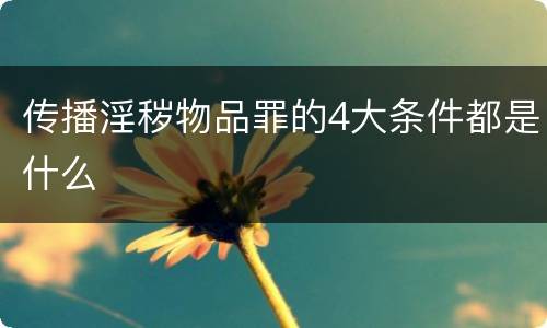 传播淫秽物品罪的4大条件都是什么