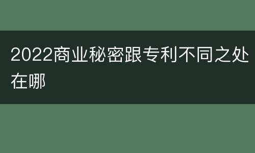 2022商业秘密跟专利不同之处在哪