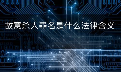 故意杀人罪名是什么法律含义