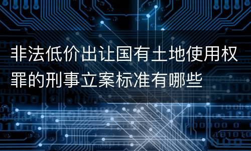 非法低价出让国有土地使用权罪的刑事立案标准有哪些
