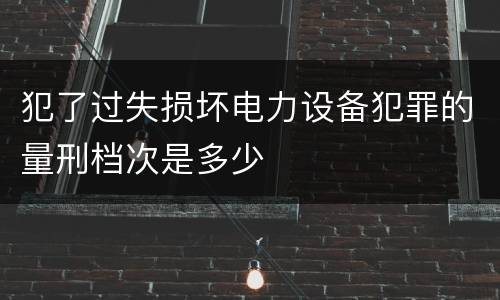 犯了过失损坏电力设备犯罪的量刑档次是多少