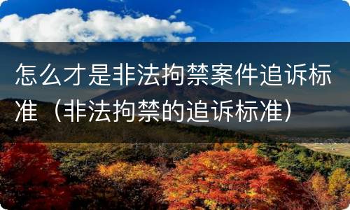 怎么才是非法拘禁案件追诉标准（非法拘禁的追诉标准）