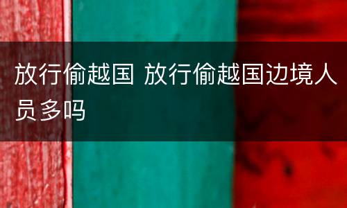 放行偷越国 放行偷越国边境人员多吗