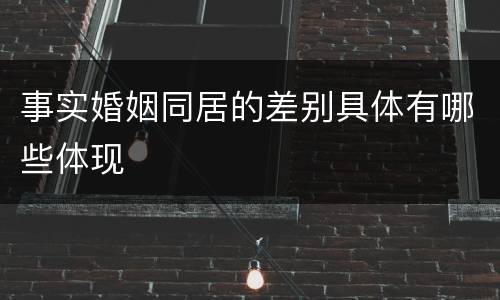 事实婚姻同居的差别具体有哪些体现