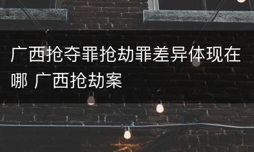 广西抢夺罪抢劫罪差异体现在哪 广西抢劫案
