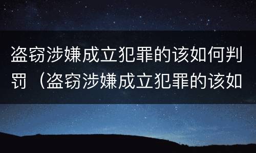 盗窃涉嫌成立犯罪的该如何判罚（盗窃涉嫌成立犯罪的该如何判罚呢）