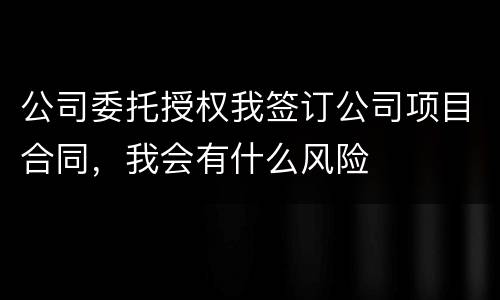公司委托授权我签订公司项目合同，我会有什么风险