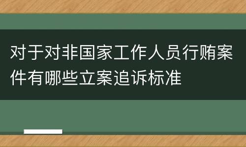 对于对非国家工作人员行贿案件有哪些立案追诉标准