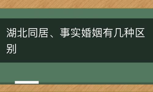 湖北同居、事实婚姻有几种区别