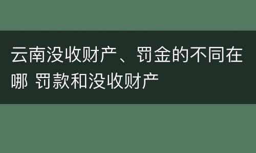 云南没收财产、罚金的不同在哪 罚款和没收财产